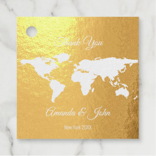 Étiquette-cadeau Merci Golden Foil World Carte Globe de destination