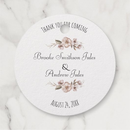 Étiquette-cadeau Merci Mariage Fleur sauvage double face (Dos)