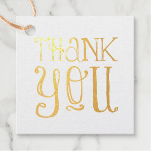 Étiquette-cadeau MERCI moderne fun main lettré typographie
