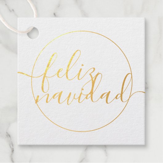 Étiquette-cadeau Minimalisme Feliz Navidad Typographie Noël (Devant)