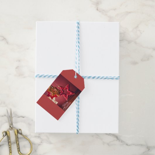 Étiquette cadeau moderne "Joyeux Noël" rose avec é (With Twine)