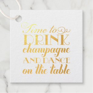 Étiquette-cadeau Moment de boire du Champagne Monogramme Or