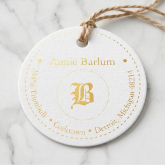 Étiquette-cadeau Monogramme Adresse Cercle pointillé