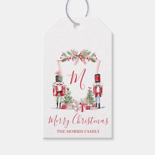Étiquette cadeau Monogramme Casse-Noisette Rose (Devant)