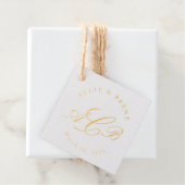 Étiquette-cadeau Monogramme de couple et mariage de date Faveur (Avec boite)
