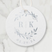 Étiquette-cadeau Monogramme de mariage à initiales botaniques (Devant)