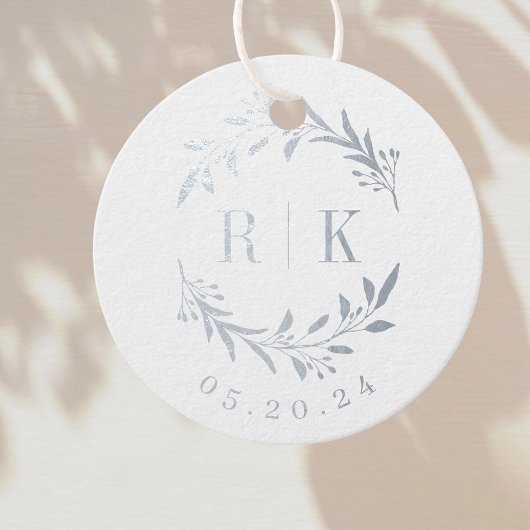 Étiquette-cadeau Monogramme de mariage à initiales botaniques