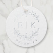 Étiquette-cadeau Monogramme de mariage à initiales botaniques éléga (Devant)