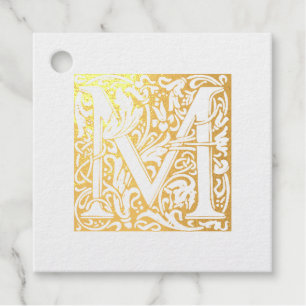 Étiquette-cadeau Monogramme lettre M illuminé pour anniversaire de