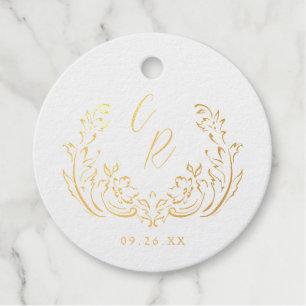 Étiquette-cadeau Monogramme Mariage Vintage écumé