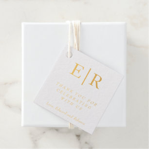 Étiquette-cadeau Monogramme officiel Or Simple Mariage élégant