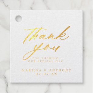 Étiquette-cadeau Mots-clés Foil Favoriser Mariage Merci de script m