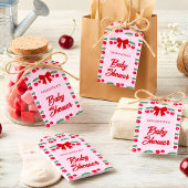 Étiquette Cadeau Naissance Cerise avec Ruban Gingh