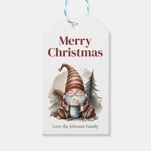 étiquette cadeau Noël Gnome (Devant)