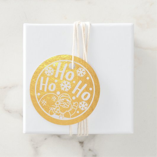 Étiquette-cadeau Noël Ho Ho Ho Père Noël Hiver Flammes de neige (Avec boite)