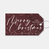 Étiquette cadeau Noël Moderne Boule à Neige Rouge (Devant (Horizontal))