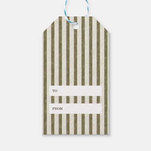 Étiquette cadeau Noël rayures vertes vintage simpl (Devant)