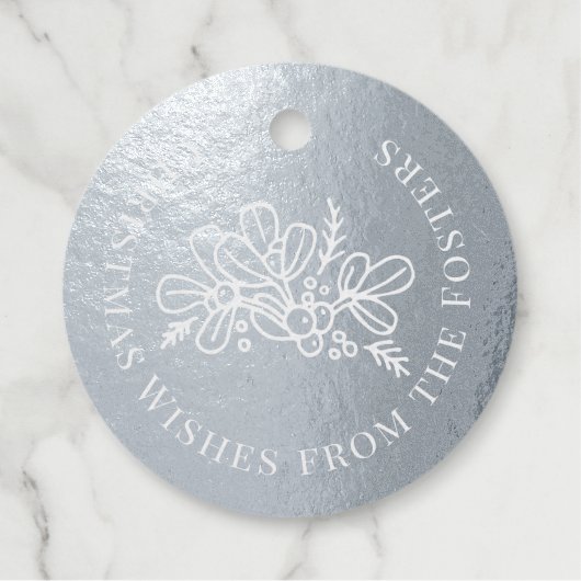 Étiquette-cadeau Noël voeux feuillage mistletoe dessin personnalisé (Devant)