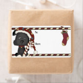 Étiquette Cadeau Noir Chiot Et Noël Stocker (En situation)