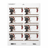 Étiquette Cadeau Noir Chiot Et Noël Stocker (Feuille entière)