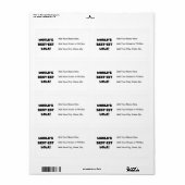 Étiquette Cadeau noir et blanc de T-shirts du Meilleur-est (Feuille entière)