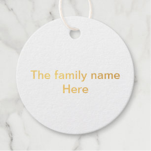 Étiquette-cadeau Nom de famille ici message simple texte minimal