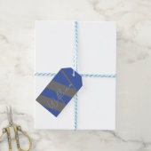 étiquette cadeau Nom du monogramme bleu gris perso (Avec de laficelle)