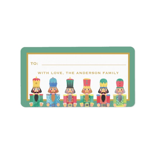 ÉTIQUETTE CADEAU NUTCRACKER DE NOËL DE COULEUR D'EAU (Devant)