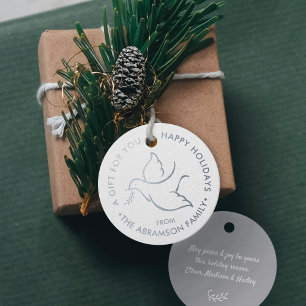 Étiquette-cadeau Oiseau de la paix moderne minimaliste Dove White H