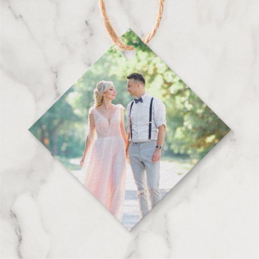 Étiquette-cadeau Or classique et Mariage photo Merci (Dos)