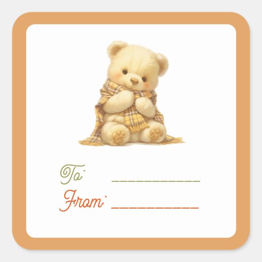 Étiquette cadeau Ourson Mignon (A) (Devant)
