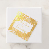 Étiquette-cadeau Palme tropicale Île Feuille Mariage VRAI FOIL (Avec boite)