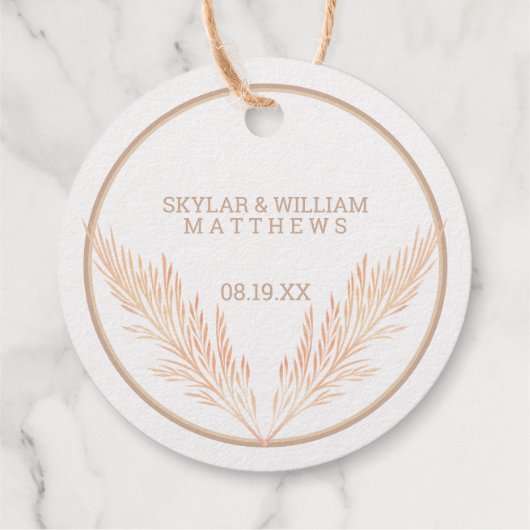 Étiquette-cadeau Pampas Grass Mariage Élégant Chic Real Gold Foil (Dos)