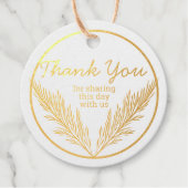 Étiquette-cadeau Pampas Grass Mariage Élégant Chic Real Gold Foil (Devant)