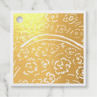 Étiquette-cadeau Panier d'or avec poignée