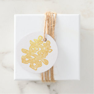 Étiquette-cadeau Papier floral coupé Double bonheur Mariage chinois