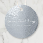 Étiquette-cadeau Peace Love and Hugs Minimal Christmas Silver (Devant)