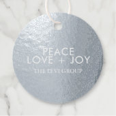 Étiquette-cadeau Peace Love Joy Elegant Christmas Circle Argent (Devant)
