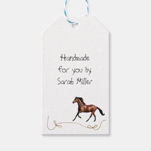 Étiquette cadeau pendante à cheval de la baie (Devant)