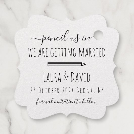 Étiquette-cadeau Pensez-nous dans Enregistrer le Mariage de date Sc (Dos)