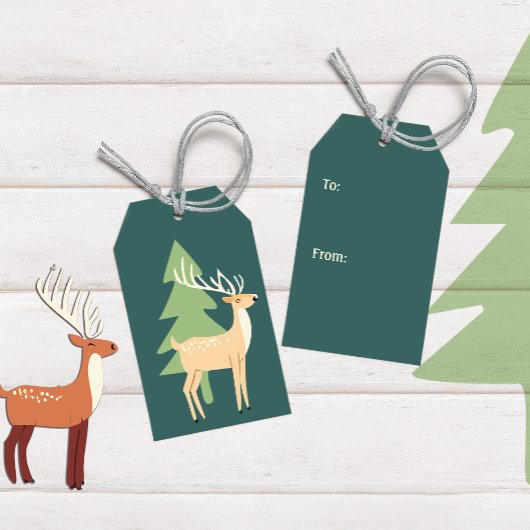 Étiquette cadeau père Noël Reindeer