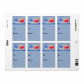 Étiquette cadeau Père Noël vintage dans Sleigh (Feuille entière)