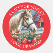 Étiquette cadeau personnalisé Cheval à la ferme No (Devant)