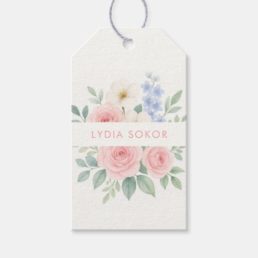 Étiquette cadeau personnalisée aquarelle florale (Devant)