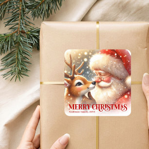 Étiquette cadeau personnalisée Santa Rudolph Noël