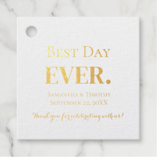 Étiquette-cadeau Personnalisez Gold Silver Foil Best Day Ever Maria