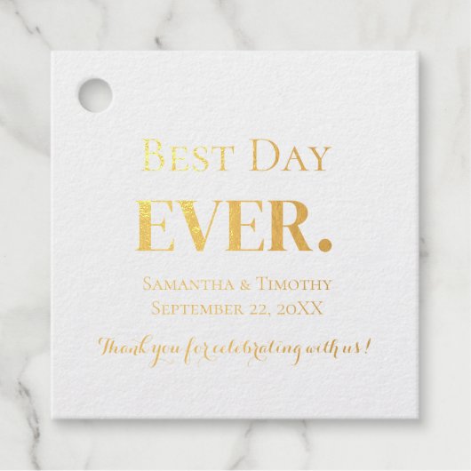 Étiquette-cadeau Personnalisez Gold Silver Foil Best Day Ever Maria (Devant)