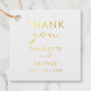 Étiquette-cadeau Pétrole minimaliste en or Mariage de Merci