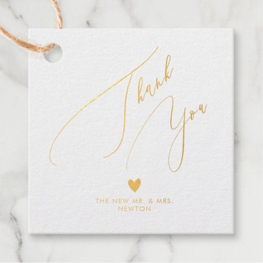 Étiquette-cadeau PixDezines Gold Foil Luxe Merci de calligraphie (Devant)
