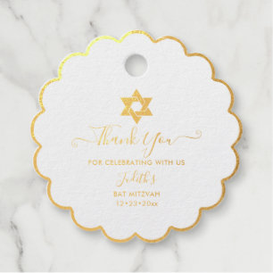 Étiquette-cadeau PixDezines Gold Star de David Mitzvah Foil Scallop